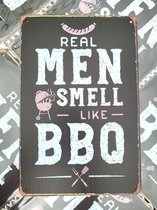 BBQ | Real men smell like | wandborden metaal | 20 x 30cm