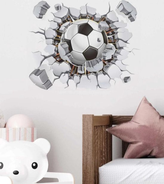 3D Muursticker Voetbal - Muurdecoratie - Kinderkamer Accessoires