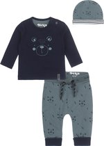 Dirkje Bio Basic SET(4delig) Broek, Shirt met beertjes en mutsje - 1 paar witte sokjes - Maat 50