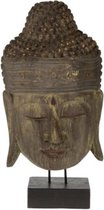 Boeddha hoofd op standaard | Antiek groen| 25x10x50cm