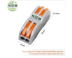 Las klem - kabel Verbinding connector - duo - 2/2 polig - Grijs/oranje  -  32A -400V - 10 stuks