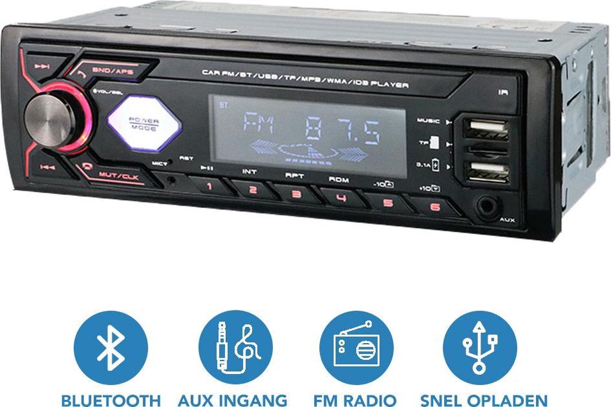 Autoradio - Handsfree AUX BLUETOOTH USB SD - Alle auto's - Auto Radio - Enkel din - Afstandsbedienin