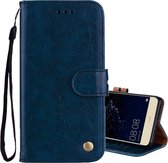 Voor Huawei P10 Lite Business Style Oil Wax Texture Horizontal Flip Leather Case met houder & kaartsleuven & portemonnee (blauw)