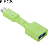 5 stuks micro USB male naar USB 3.0 vrouwelijke OTG-adapter (groen)