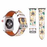 Mode echt leer nieuwe lente blauwe bloem patroon horlogebandje voor Apple Watch Series 3 & 2 & 1 38mm