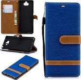 Kleurafstemming Denim Texture Leren Case voor Sony Xperia XA3, met houder & kaartsleuven & portemonnee & lanyard (koningsblauw)