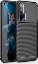 Voor Huawei Nova 6 Carbon Fibre Texture Shockproof TPU Case (Zwart)