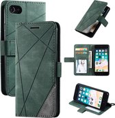 Voor iPhone SE 2020 / 8/7 Skin Feel Splicing Horizontale Flip Leather Case met houder & kaartsleuven & portemonnee & fotolijst (groen)