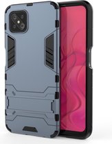 Voor OPPO A92s PC + TPU schokbestendige beschermhoes met onzichtbare houder (marineblauw)