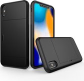 Shockproof Rugged Armor beschermhoes voor iPhone XS Max, met kaartsleuf (zwart)