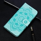 Mandala Embossing Pattern Horizontal Flip Leather Case voor Huawei Y6 (2019) & Y6 Pro (2019) & Enjoy 9E, met houder & kaartsleuven & portemonnee & fotolijst & lanyard (groen)