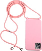 Voor iPhone 11 Pro Max Candy Color TPU beschermhoes met draagkoord (roze)