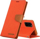 GOOSPERY CANVAS DAGBOEK Voor Galaxy S20 + Canvas Textuur Horizontaal Flip PU lederen tas, met houder & kaartsleuven & portemonnee (oranje)