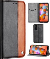 Voor Galaxy A11 Business Effen kleurstiksels Multifunctionele horizontale flip lederen tas met beugel en kaartsleuven (bruin)