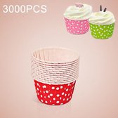 3000 STKS Dot patroon ronde laminering Cake Cup vormpjes Chocolade Cupcake Liner bakken Cup, grootte: 6,8 x 5 x 3,9 cm (rood)