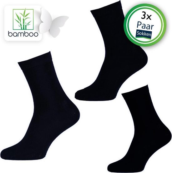 Bamboe sokken Zwart (3 Paar) | Sokken heren van bamboe | Maat 43-46 - Gratis verzending