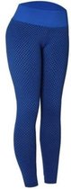 TikTok Legging - Dames - Butt lifting - TikTok broek - TikTok Yogapants - Blauw - Maat Large