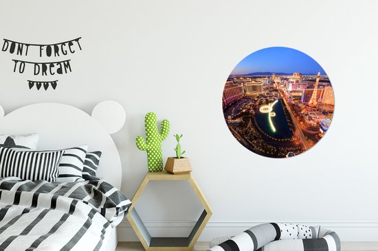 Cercle mural Las Vegas 2 aluminium - Cityscape Las Vegas le soir - ⌀ 60 cm