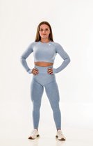 DM Training - Vital sportoutfit / sportkleding set voor dames / fitnessoutfit legging + sport top (oceanblue)