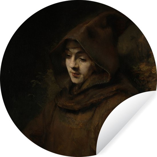Titus in a habit - Peinture de Rembrandt van Rijn Sticker mural cercle papier peint 80x80 cm / cercle papier peint / cercle mural / cercle vivant - autocollant & découpe ronde