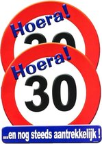 2x stuks hulde stopbord 30 jaar - 50 x 50 cm - Feestartikelen/versiering verjaardag leeftijden - Verkeersbord