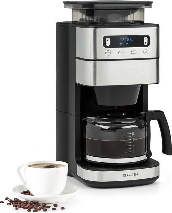 Klarstein Aromatica Taste 10 koffiezetapparaat 1000W - gentegreerde kegelvormige koffiemolen -10 kopjes - 1250 ml glazen kan