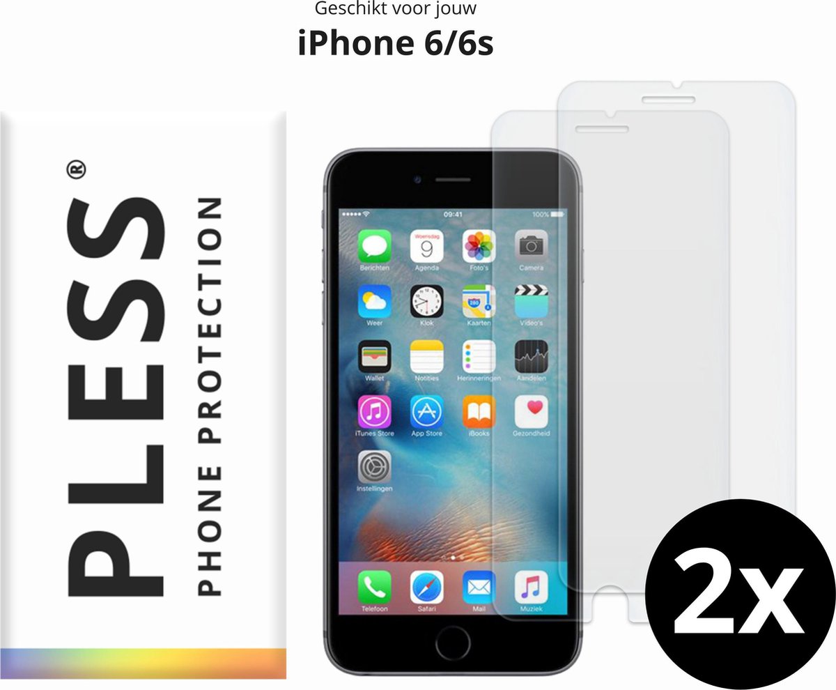 iPhone 6 en iPhone 6s Screenprotector Glas - 2x - Pless®