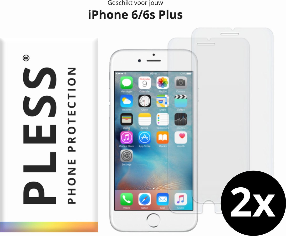 iPhone 6 Plus en iPhone 6s Plus Screenprotector Glas - 2x - Pless®