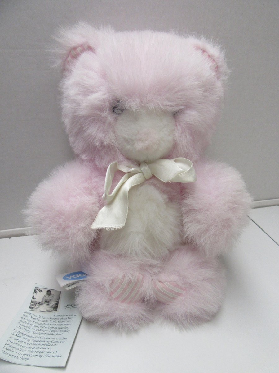Vaco - Knuffel - Pluche beer - Rose met wit