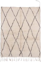 Handgeweven Berber Tapijt ''Beni Ourain'' - 210 x 165 cm - Uniek en handgemaakt - Hoogpolig vloerkleed – 100 % natuurlijk wol
