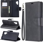Retro lamsvacht textuur pure kleur horizontale flip pu lederen case met houder & kaartsleuven & portemonnee & lanyard voor Galaxy Note10 + (zwart)
