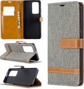 Voor Huawei P40 Pro Kleuraanpassing Denim Textuur Horizontaal Flip Leather Case met houder & kaartsleuven & portemonnee & lanyard (grijs)