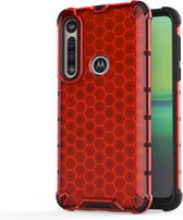 Voor Motorola Moto G8 Plus schokbestendige honingraat pc + TPU-behuizing (rood)