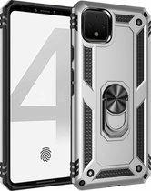 Voor Google Pixel 4 schokbestendige TPU + pc-beschermhoes met 360 graden roterende houder (zilver)