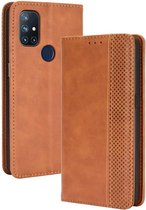 Voor OnePlus Nord N10 5G Magnetische Gesp Retro Crazy Horse Textuur Horizontale Flip Leren Case met Houder & Kaartsleuven & Fotolijst (Bruin)