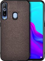 Schokbestendige stoffen textuur PC + TPU beschermhoes voor Galaxy A50 (koffie)