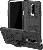 Tire Texture TPU + PC schokbestendige telefoonhoes voor OnePlus 7, met houder (zwart)