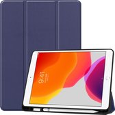 Voor iPad 10.2 Custer Texture Horizontale Flip Smart TPU Leren Case met Sleep / Wake-up Functie & Drie-voudige Houder & Pen Slot (Donkerblauw)