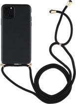 Voor iPhone 11 TPU anti-fall mobiele telefoonhoes met lanyard (zwart)