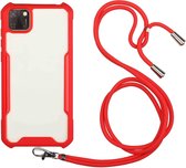 Voor OPPO Realme C11 acryl + kleur TPU schokbestendig hoesje met nekkoord (rood)