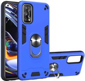 Voor OPPO Realme 7 Pro Armor Series PC + TPU beschermhoes met ringhouder (donkerblauw)