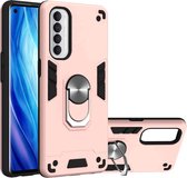 Voor OPPO Reno4 Pro Armor Series PC + TPU beschermhoes met ringhouder (roségoud)