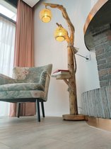 Voorjaars actie ! Handgemaakt uniek Boomstam houten vloerlamp lamp industrieel landelijk model: Lotus