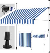 Sens Design Zonneluifel - zonnescherm tuin - zonder boren - blauw/wit - 300cm