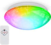 B.K.Licht - Plafonnier LED - ciel étoilé - dimmable - lampe de plafond - changement de couleur RGB - fonction veilleuse - télécommande IR - 3.000K - 700Lm - 10W - Ø26cm