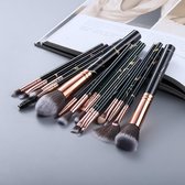 Make Up Kwarten Set | Make Up Kwasten | Make Up Set | Make-Up Kwasten | Professionele Kwasten | Zwart/Rose Goud | 15stuks