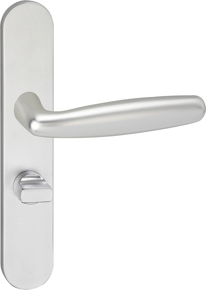 Deurkruk - Impresso Cambridge - Voor binnen - Ovaal deurschild met toiletsluiting - Aluminium - 2 stuks