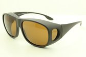 XXL Overzet zonnebril Heren/Dames - Inclusief brillen koker - extra groot - Polorized - Opzetbril Bruin - Bruine overzet bril. Gepolariseerd. Extra grote overzet