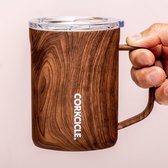 Corkcicle Koffiebeker Koffiemok To Go - Thermosbeker - RVS & driewandig Koffie Beker - 475ml - Walnut Wood