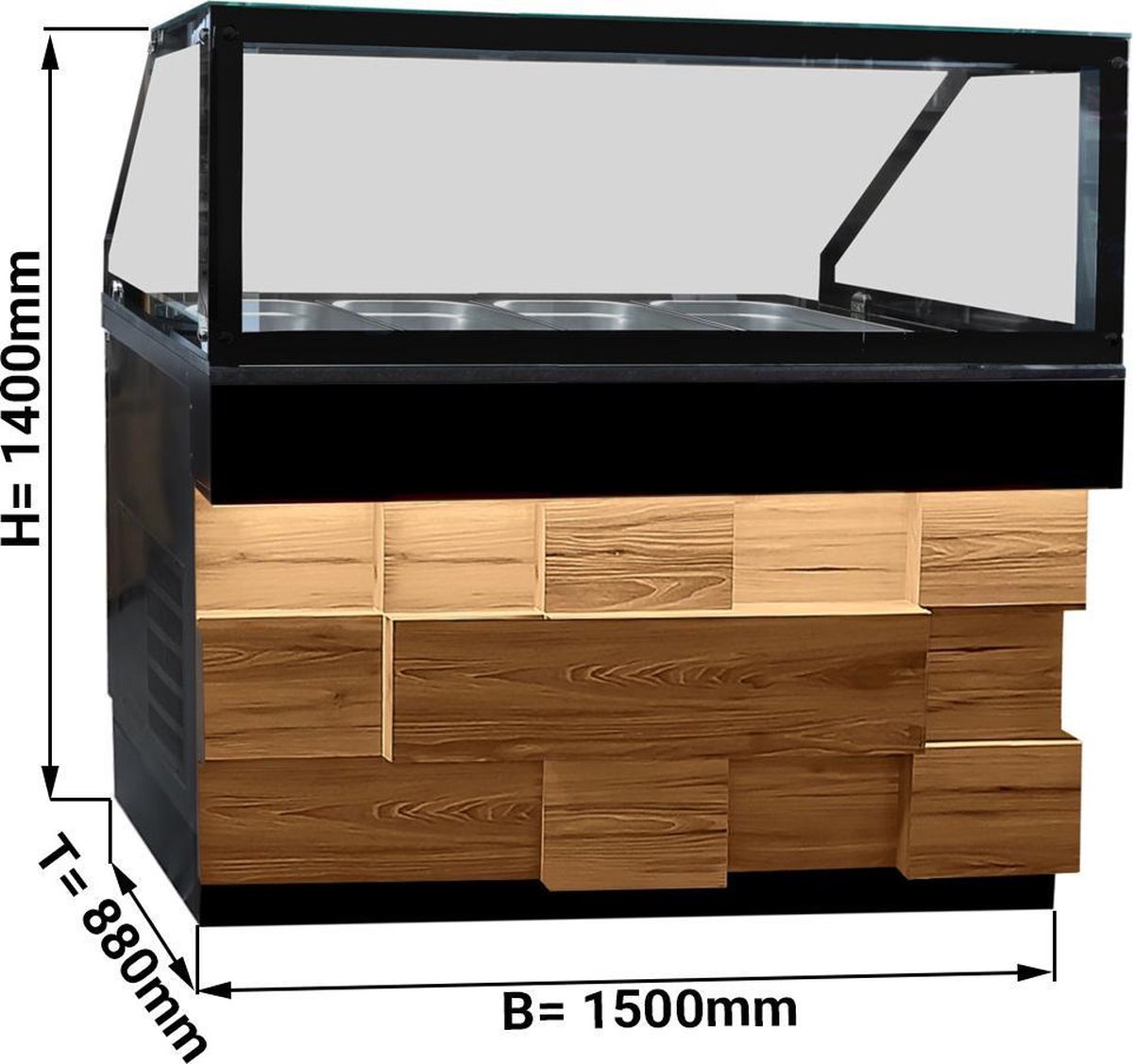 Warmhoudvitrine 1,5 m - voor 4x GN 1/1 | GGM Gastro